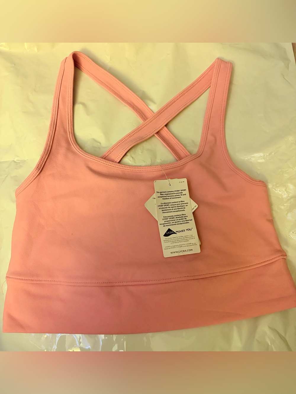 * New J. Crew Warm Pink Cross-Back Sports Bra SZ Small *